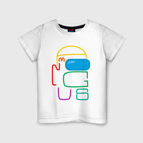 Детская футболка хлопок с принтом AMONG US COLOR TYPE | в Санкт-Петербурге, 100% хлопок | круглый вырез горловины, полуприлегающий силуэт, длина до линии бедер | among us | амонг ас | игроман | игры | прикол