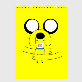 Скетчбук с принтом Время приключений собака Джейк в Санкт-Петербурге, 100% бумага
 | 48 листов, плотность листов — 100 г/м2, плотность картонной обложки — 250 г/м2. Листы скреплены сверху удобной пружинной спиралью | бульдог | время приключений | вымышленный персонаж | глаза | джейк | желтый | животное | мультфильм | объятье | персонаж | собака | финн | человечек