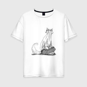 Женская футболка хлопок Oversize с принтом Выдающиеся звери Легоси в Санкт-Петербурге, 100% хлопок | свободный крой, круглый ворот, спущенный рукав, длина до линии бедер
 | аниме | волк | выдающиеся | заяц | звери | кролик | легоси | луис | олень | сезон | хару