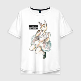 Мужская футболка хлопок Oversize с принтом Выдающиеся звери Хару в Санкт-Петербурге, 100% хлопок | свободный крой, круглый ворот, “спинка” длиннее передней части | аниме | волк | выдающиеся | заяц | звери | кролик | легоси | луис | олень | сезон | хару