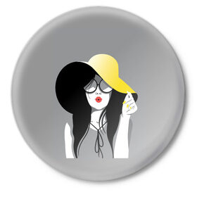 Значок с принтом Fashion в Санкт-Петербурге,  металл | круглая форма, металлическая застежка в виде булавки | женщина | красота | мода | шляпа