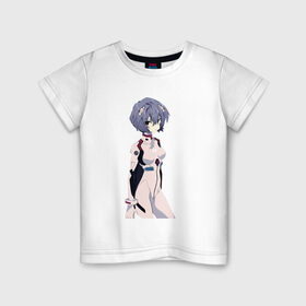 Детская футболка хлопок с принтом Ayanami Rei в Санкт-Петербурге, 100% хлопок | круглый вырез горловины, полуприлегающий силуэт, длина до линии бедер | anime | evangelion | manga | аниме | аска | девушка | ева 20 | евангелион | манга