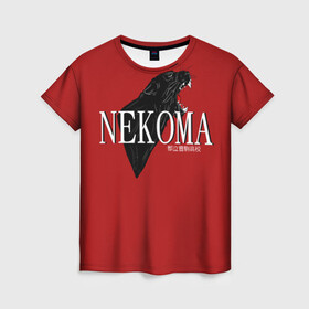 Женская футболка 3D с принтом Некома в Санкт-Петербурге, 100% полиэфир ( синтетическое хлопкоподобное полотно) | прямой крой, круглый вырез горловины, длина до линии бедер | haikyuu | nekoma | аниме волейбол | волейбол | кенма | куроо | некома | тетсуро