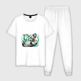 Мужская пижама хлопок с принтом Блич в Санкт-Петербурге, 100% хлопок | брюки и футболка прямого кроя, без карманов, на брюках мягкая резинка на поясе и по низу штанин
 | anime | bleach | hero | manga | блич | герой