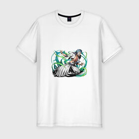Мужская футболка хлопок Slim с принтом Блич в Санкт-Петербурге, 92% хлопок, 8% лайкра | приталенный силуэт, круглый вырез ворота, длина до линии бедра, короткий рукав | anime | bleach | hero | manga | блич | герой