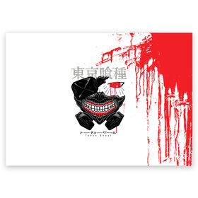 Поздравительная открытка с принтом Kaneki Ken | Tokyo Ghoul в Санкт-Петербурге, 100% бумага | плотность бумаги 280 г/м2, матовая, на обратной стороне линовка и место для марки
 | anime | kaneki ken | tokyo ghoul | tokyo ghoul: re | аниме | анимэ | гули | джузо сузуя | канеки кен | кузен йошимура | наки | нишики нишио | ре | ренджи йомо | ризе камиширо | токийский гуль | тоука киришима | ута