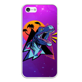 Чехол для iPhone 5/5S матовый с принтом Retrowave Neon Dinosaur в Санкт-Петербурге, Силикон | Область печати: задняя сторона чехла, без боковых панелей | Тематика изображения на принте: 1980 | 80s | geometry | retrowave | retrowave принт | rex | space | t rex | trex | tropical | восьмидесятые | геометрия | космос | нео | неоновый динозавр | пальмы | рекс | ретровейв | рисунок динозавра | тираннозавр | тиранозавр