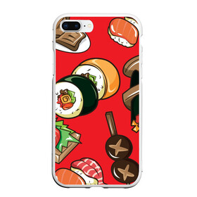 Чехол для iPhone 7Plus/8 Plus матовый с принтом Еда в Санкт-Петербурге, Силикон | Область печати: задняя сторона чехла, без боковых панелей | еда | роллы | суши | шашлык | яичница