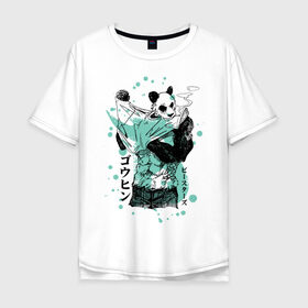 Мужская футболка хлопок Oversize с принтом BEASTARS Гохин в Санкт-Петербурге, 100% хлопок | свободный крой, круглый ворот, “спинка” длиннее передней части | anime | beastars | gouhin | manga | аниме | выдающиеся звери | гохин | манга | панда