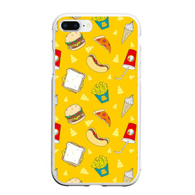 Чехол для iPhone 7Plus/8 Plus матовый с принтом Фастфуд в Санкт-Петербурге, Силикон | Область печати: задняя сторона чехла, без боковых панелей | Тематика изображения на принте: бургеры | бутерброд | вредная еда | еда | мороженое | пицца | сок | фастфуд | хотдог