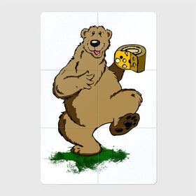 Магнитный плакат 2Х3 с принтом Тучный медведь в Санкт-Петербурге, Полимерный материал с магнитным слоем | 6 деталей размером 9*9 см | Тематика изображения на принте: бурый медведь | медовый | пушистый медведь | счастливый медведь