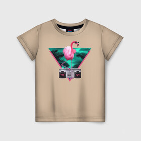 Детская футболка 3D с принтом Фламинго в Санкт-Петербурге, 100% гипоаллергенный полиэфир | прямой крой, круглый вырез горловины, длина до линии бедер, чуть спущенное плечо, ткань немного тянется | африка | крылья | мода | прикольные | природа | птица | розовый | фламинго | цвет | яркие