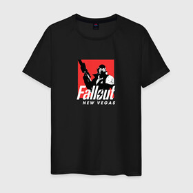 Мужская футболка хлопок с принтом Fallout New Vegas в Санкт-Петербурге, 100% хлопок | прямой крой, круглый вырез горловины, длина до линии бедер, слегка спущенное плечо. | fallout new vegas | игра | персонаж | фаллаут | фоллаут
