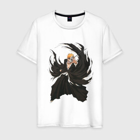 Мужская футболка хлопок с принтом Ичиго Куросаки в Санкт-Петербурге, 100% хлопок | прямой крой, круглый вырез горловины, длина до линии бедер, слегка спущенное плечо. | Тематика изображения на принте: anime | bleach | hero | ichigo kurosaki | manga | блич | герой | ичиго куросаки
