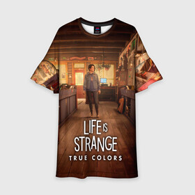 Детское платье 3D с принтом Life Is Strange True Colors в Санкт-Петербурге, 100% полиэстер | прямой силуэт, чуть расширенный к низу. Круглая горловина, на рукавах — воланы | Тематика изображения на принте: art | colors | game | is | life | strange | true | арт | жизнь | игра | краска | настоящий | странная | цвет | штука