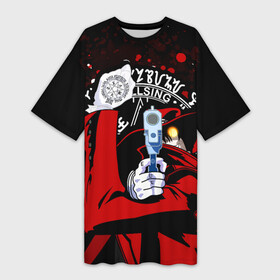 Платье-футболка 3D с принтом Пистолет Алукарда в Санкт-Петербурге,  |  | alucard | anime | hellsing | алукард | аниме | вампир | знак | комиксы | манга | печать алукарда | печать кромвеля | хеллсинг