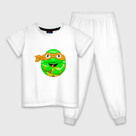 Детская пижама хлопок с принтом Микеланджело с пиццей в Санкт-Петербурге, 100% хлопок |  брюки и футболка прямого кроя, без карманов, на брюках мягкая резинка на поясе и по низу штанин
 | Тематика изображения на принте: donatello | leonardo | michelangelo | ninja | pizza | raphael | turtles | донателло | животные | карате | комикс | комиксы | леонардо | микеланджело | мультфильм | мутант | мутанты | ниндзя | пицца | рафаэль | сплинтер | супергерой