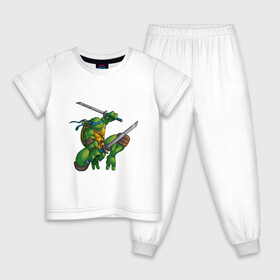 Детская пижама хлопок с принтом Леонардо в Санкт-Петербурге, 100% хлопок |  брюки и футболка прямого кроя, без карманов, на брюках мягкая резинка на поясе и по низу штанин
 | Тематика изображения на принте: donatello | leonardo | michelangelo | ninja | pizza | raphael | turtles | донателло | животные | карате | комикс | комиксы | леонардо | микеланджело | мультфильм | мутант | мутанты | ниндзя | пицца | рафаэль | сплинтер | супергерой