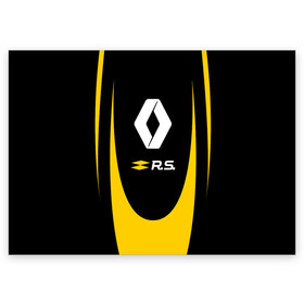 Поздравительная открытка с принтом RENAULT SPORT в Санкт-Петербурге, 100% бумага | плотность бумаги 280 г/м2, матовая, на обратной стороне линовка и место для марки
 | auto | car | france | life | logan | megane | renault | sandero | sport | автомобиль | водителям | логан | логотип | машина | рено | сандеро | франция