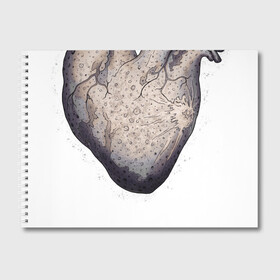 Альбом для рисования с принтом Сердце-луна в Санкт-Петербурге, 100% бумага
 | матовая бумага, плотность 200 мг. | Тематика изображения на принте: heart | moon | абстракция | кратеры | луна | сердце | сосуды | спутник