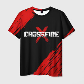Мужская футболка 3D с принтом Cross fire X в Санкт-Петербурге, 100% полиэфир | прямой крой, круглый вырез горловины, длина до линии бедер | cross fire | cybersport | fps | game | games | shooter | киберспорт | крос фаер | крос фире | шутер