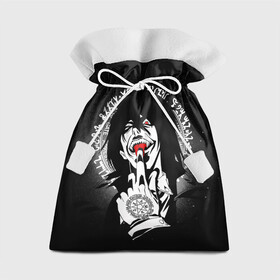 Подарочный 3D мешок с принтом Лицо голодного Алукарда в Санкт-Петербурге, 100% полиэстер | Размер: 29*39 см | Тематика изображения на принте: alucard | anime | hellsing | алукард | аниме | вампир | знак | комиксы | манга | печать алукарда | печать кромвеля | хеллсинг