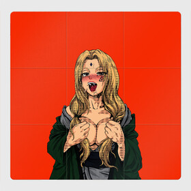 Магнитный плакат 3Х3 с принтом Ahegao Цунаде в Санкт-Петербурге, Полимерный материал с магнитным слоем | 9 деталей размером 9*9 см | Тематика изображения на принте: ahegao | anime | anime girl | ахегао | девушка | охегао | семпай | цунаде | цунадэ