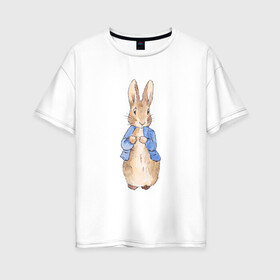 Женская футболка хлопок Oversize с принтом Зайка в Санкт-Петербурге, 100% хлопок | свободный крой, круглый ворот, спущенный рукав, длина до линии бедер
 | заяц | лопоухий | трус | тыгыдык