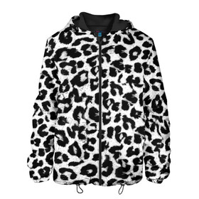 Мужская куртка 3D с принтом Снежный Барс в Санкт-Петербурге, ткань верха — 100% полиэстер, подклад — флис | прямой крой, подол и капюшон оформлены резинкой с фиксаторами, два кармана без застежек по бокам, один большой потайной карман на груди. Карман на груди застегивается на липучку | cheetah | leopard | wool | барс | леопард