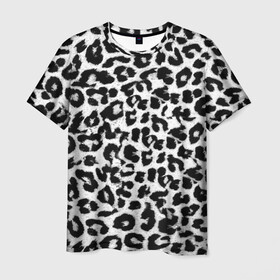 Мужская футболка 3D с принтом Снежный Барс в Санкт-Петербурге, 100% полиэфир | прямой крой, круглый вырез горловины, длина до линии бедер | cheetah | leopard | wool | барс | леопард