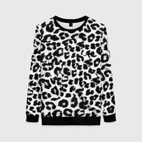 Женский свитшот 3D с принтом Снежный Барс в Санкт-Петербурге, 100% полиэстер с мягким внутренним слоем | круглый вырез горловины, мягкая резинка на манжетах и поясе, свободная посадка по фигуре | cheetah | leopard | wool | барс | леопард