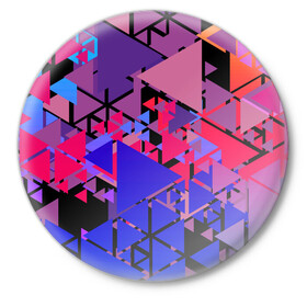 Значок с принтом Треугольники в Санкт-Петербурге,  металл | круглая форма, металлическая застежка в виде булавки | абстракция | геометрическая абстракция | геометрия | минимализм | треугольники