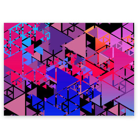 Поздравительная открытка с принтом Треугольники в Санкт-Петербурге, 100% бумага | плотность бумаги 280 г/м2, матовая, на обратной стороне линовка и место для марки
 | Тематика изображения на принте: абстракция | геометрическая абстракция | геометрия | минимализм | треугольники
