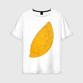 Женская футболка хлопок Oversize с принтом Сочный чебурек в Санкт-Петербурге, 100% хлопок | свободный крой, круглый ворот, спущенный рукав, длина до линии бедер
 | бабрбук | байкал