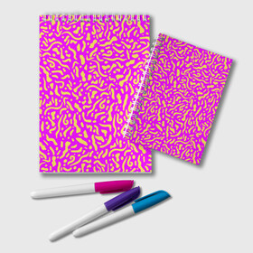 Блокнот с принтом Абстрактные узоры в Санкт-Петербурге, 100% бумага | 48 листов, плотность листов — 60 г/м2, плотность картонной обложки — 250 г/м2. Листы скреплены удобной пружинной спиралью. Цвет линий — светло-серый
 | Тематика изображения на принте: abstract | military | neon | pattern | pink | purple | texture | абстракция | бактерии | волны | восточные | гламур | желтые узоры | камуфляж | кудрявые | милитари | нежные | неоновые | орнамент | паттерн | пятна | резьба