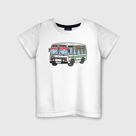 Детская футболка хлопок с принтом Пазик в Санкт-Петербурге, 100% хлопок | круглый вырез горловины, полуприлегающий силуэт, длина до линии бедер | бабрбук | иркутск | ново ленино