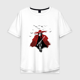Мужская футболка хлопок Oversize с принтом Hellsing bats в Санкт-Петербурге, 100% хлопок | свободный крой, круглый ворот, “спинка” длиннее передней части | вампир | винтовка | девушка | летучие мыши