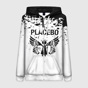 Женская толстовка 3D на молнии с принтом placebo в Санкт-Петербурге, 100% полиэстер | длина до линии бедра, манжеты и пояс оформлены мягкой тканевой резинкой, двухслойный капюшон со шнурком для регулировки, спереди молния, по бокам два кармана | black eyed | black market music | every you every me | nancy boy | placebo | placebo interview | placebo live | placebo nancy | pure morning | running up that hill | special k | taste in men | where is my mind | without you i’m nothing