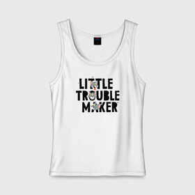 Женская майка хлопок с принтом Little Trouble Maker в Санкт-Петербурге, 95% хлопок, 5% эластан |  | tom  jerry | tom and jerry | vdzabma | джерри | том | том  джерри | том и джерри