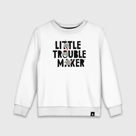 Детский свитшот хлопок с принтом Little Trouble Maker в Санкт-Петербурге, 100% хлопок | круглый вырез горловины, эластичные манжеты, пояс и воротник | tom  jerry | tom and jerry | vdzabma | джерри | том | том  джерри | том и джерри