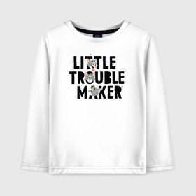 Детский лонгслив хлопок с принтом Little Trouble Maker в Санкт-Петербурге, 100% хлопок | круглый вырез горловины, полуприлегающий силуэт, длина до линии бедер | tom  jerry | tom and jerry | vdzabma | джерри | том | том  джерри | том и джерри