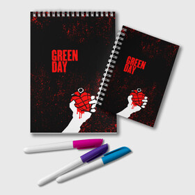 Блокнот с принтом green day в Санкт-Петербурге, 100% бумага | 48 листов, плотность листов — 60 г/м2, плотность картонной обложки — 250 г/м2. Листы скреплены удобной пружинной спиралью. Цвет линий — светло-серый
 | american idiot | boulevard of broke | day | green | green day | green day hits | green day lyrics | green day mix | green day music video | green day official | green day songs | green day videos | greenday | music | music video | official | warner record