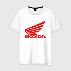 Мужская футболка хлопок с принтом Honda | Мото Лого (Z) в Санкт-Петербурге, 100% хлопок | прямой крой, круглый вырез горловины, длина до линии бедер, слегка спущенное плечо. | bike | bikers | honda | honda logo | honda moto | moto | motorcycle | sport | байк | байкер | мото | мотоциклы | спорт | хонда лого | хонда мото