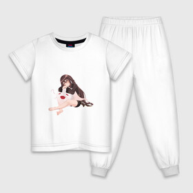 Детская пижама хлопок с принтом Отдыхающая Ху Тао в Санкт-Петербурге, 100% хлопок |  брюки и футболка прямого кроя, без карманов, на брюках мягкая резинка на поясе и по низу штанин
 | арт | милая девушка | отдых | привидение | призрак | рисунок | ху тао
