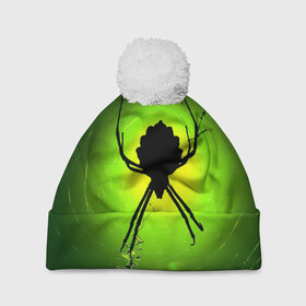 Шапка 3D c помпоном с принтом Паук | Spider в Санкт-Петербурге, 100% полиэстер | универсальный размер, печать по всей поверхности изделия | spider | арахнид | насекомое | паук | паутина | сеть