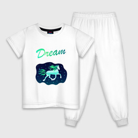 Детская пижама хлопок с принтом Dream в Санкт-Петербурге, 100% хлопок |  брюки и футболка прямого кроя, без карманов, на брюках мягкая резинка на поясе и по низу штанин
 | грива | звезды | лошадь | мечта | небо | пони | сказка | сон