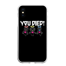 Чехол для iPhone XS Max матовый с принтом YOU DIED в Санкт-Петербурге, Силикон | Область печати: задняя сторона чехла, без боковых панелей | Тематика изображения на принте: art | cartoon | cup | cuphead | dark | devil | dice | die | died | game | ghost | gta | king | mugman | souls | the | you | арт | бос | босс | голова | демон | дьявол | игра | капхед | магмен | мультик | мультфильм | потрачено | приведение | пр