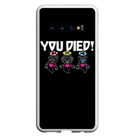 Чехол для Samsung Galaxy S10 с принтом YOU DIED в Санкт-Петербурге, Силикон | Область печати: задняя сторона чехла, без боковых панелей | Тематика изображения на принте: art | cartoon | cup | cuphead | dark | devil | dice | die | died | game | ghost | gta | king | mugman | souls | the | you | арт | бос | босс | голова | демон | дьявол | игра | капхед | магмен | мультик | мультфильм | потрачено | приведение | пр