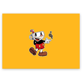 Поздравительная открытка с принтом CUPHEAD КАПХЕД в Санкт-Петербурге, 100% бумага | плотность бумаги 280 г/м2, матовая, на обратной стороне линовка и место для марки
 | Тематика изображения на принте: art | cartoon | cup | cuphead | devil | dice | game | king | mugman | the | арт | бос | босс | голова | демон | дьявол | игра | капхед | магмен | мультик | мультфильм | платформер | чаша | чашка | человек | черт