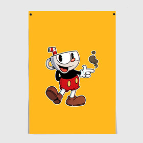 Постер с принтом CUPHEAD КАПХЕД в Санкт-Петербурге, 100% бумага
 | бумага, плотность 150 мг. Матовая, но за счет высокого коэффициента гладкости имеет небольшой блеск и дает на свету блики, но в отличии от глянцевой бумаги не покрыта лаком | art | cartoon | cup | cuphead | devil | dice | game | king | mugman | the | арт | бос | босс | голова | демон | дьявол | игра | капхед | магмен | мультик | мультфильм | платформер | чаша | чашка | человек | черт